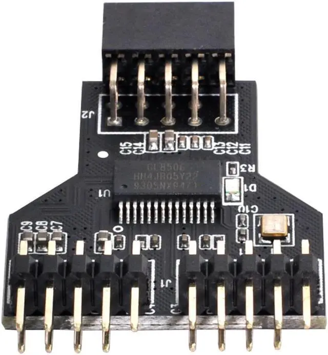 Alt view image 4 of 7 - Jimier Motherboard 9pin USB 2.0 Header 1 to 2 Female Extension HUB Connector Adapter Port Multilier