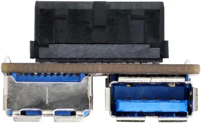 Alt view image 2 of 2 - Dual USB 3.0 A Type Female to Motherboard 20/19 Pin Box Header Slot Adapter