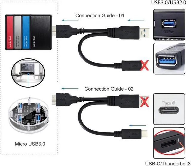 Alt view image 4 of 4 - NGFF USB 3.0 Target Data Combo USB-C USB 3.1 Type-C & USB3.0 Type-A Host to Micro  Cable for Disk