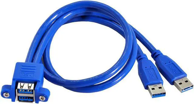 Main image of NGFF Stackable Female Extension to combo Dual USB 3.0 Male Cable 50cm with Screw Panel Mount Holes