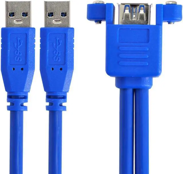 Alt view image 3 of 4 - NGFF Stackable Female Extension to combo Dual USB 3.0 Male Cable 50cm with Screw Panel Mount Holes