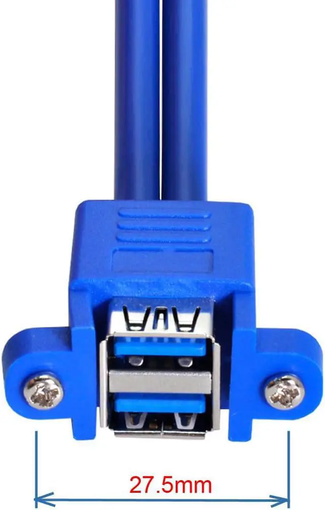 Alt view image 4 of 4 - NGFF Stackable Female Extension to combo Dual USB 3.0 Male Cable 50cm with Screw Panel Mount Holes