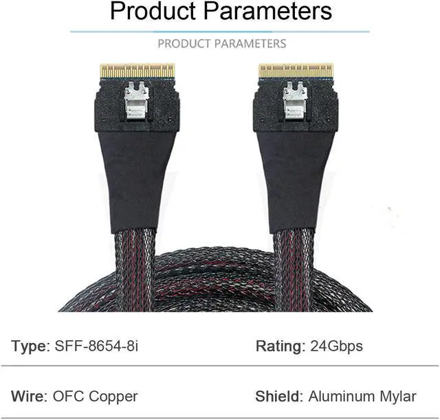 Alt view image 4 of 7 - To SFF-8654 Slim SAS Target Cable 50cm PCI-E Slim Line SAS 4.0 SFF-8654 8i 74pin Host