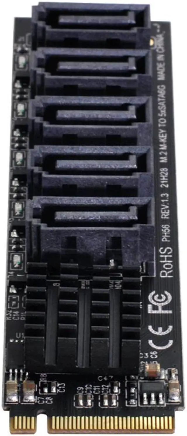 Main image of PCI Express to SATA 3.0 6Gbps 5 Ports Adapter Extension Card JMB585 2280 Converter Hard Drive NGFF NVME M-Key