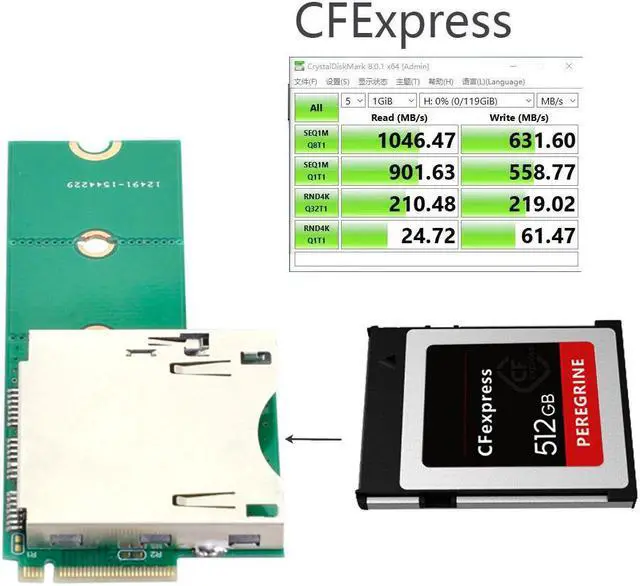 Alt view image 3 of 7 - NGFF M.2 NVMe Mainboard to CF Express M2 M-key for CFE Type-B Extension Adapter Support R5 Z6 Z7 Memory Card