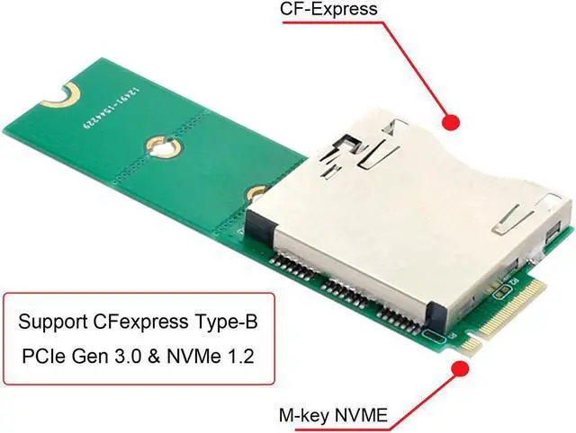Alt view image 2 of 7 - NGFF M.2 NVMe Mainboard to CF Express M2 M-key for CFE Type-B Extension Adapter Support R5 Z6 Z7 Memory Card