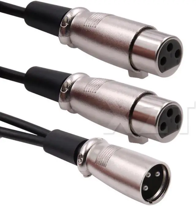 Alt view image 6 of 6 - AT 1PCS Premium Male Plug to 2 Female Jack Mic Audio Adapter XLR Cable 1.5Ft 0.5M high performance Black