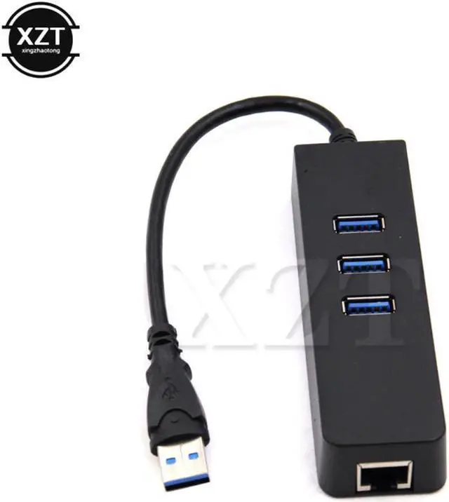 Alt view image 4 of 6 - 1PCS 3 Port USB 3.0 Hub 10/100/1000 Mbps RJ45 Gigabit Ethernet LAN Wired Network High speed