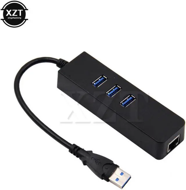 Alt view image 5 of 6 - 1PCS 3 Port USB 3.0 Hub 10/100/1000 Mbps RJ45 Gigabit Ethernet LAN Wired Network High speed