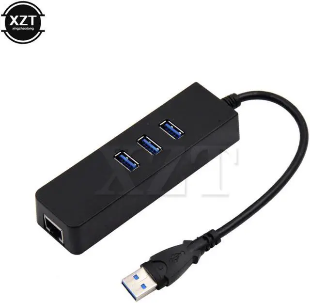 Alt view image 6 of 6 - 1PCS 3 Port USB 3.0 Hub 10/100/1000 Mbps RJ45 Gigabit Ethernet LAN Wired Network High speed