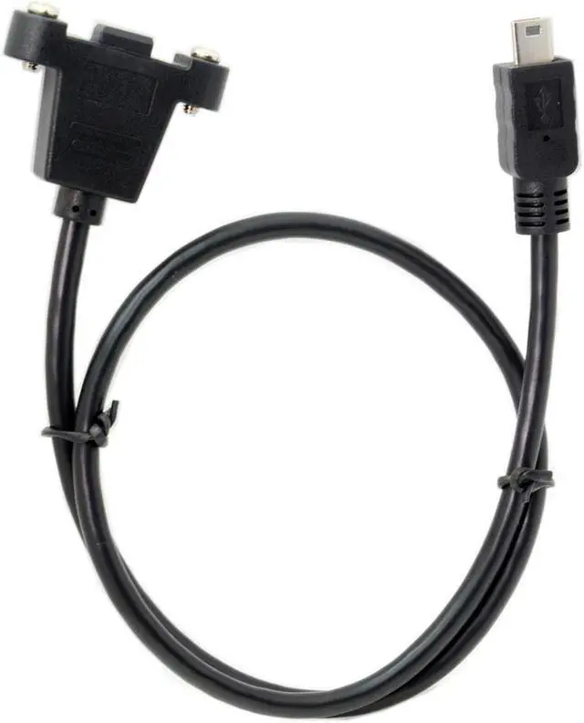 Alt view image 4 of 5 - 50cm Mini USB Cable 5 Pin Male to Female Panel Mount Type Mini USB Extension Adapter Cable