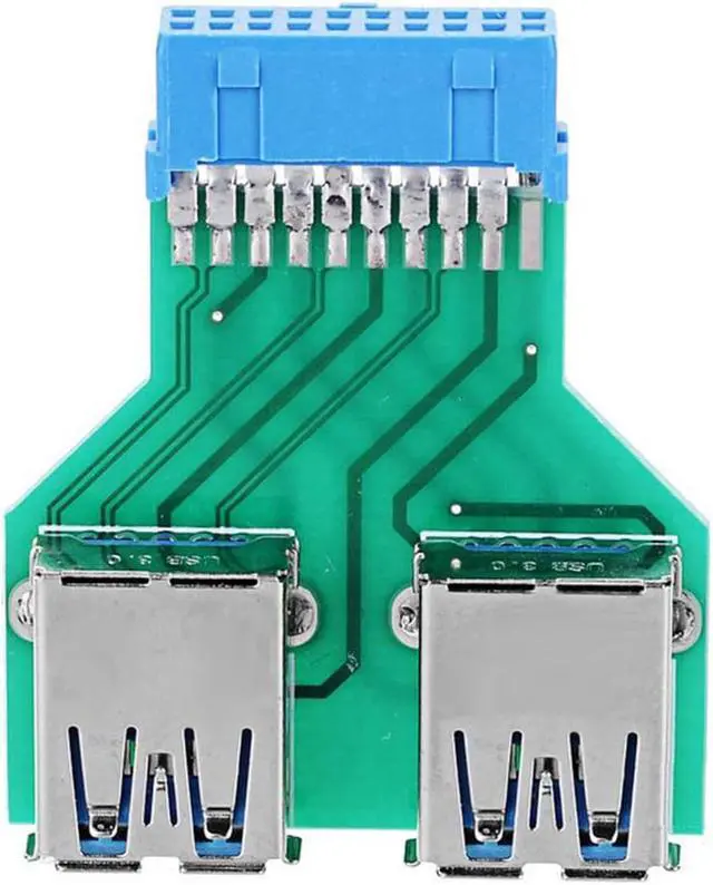 Alt view image 4 of 5 - For Motherboard Dual USB 3.0 A Type Female to Motherboard 20/19 Pin Box Header Slot Adapter PCBA
