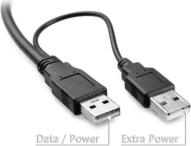Alt view image 5 of 5 - Mini USB 2.0 Dual USB With Power Supply Cable Male to Male Data Sync USB Cable For HDD