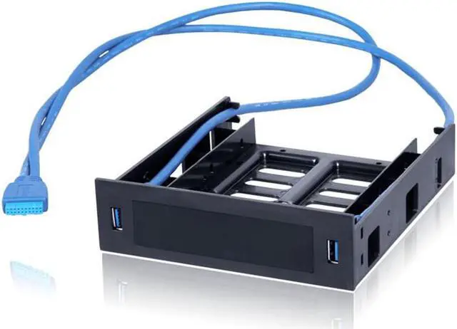 Alt view image 2 of 3 - 2 X USB 3.0 Front Panel with 3.5Inch Device/HDD or 2.5Inch SSD/HDD to 5.25 Floppy to Optical Drive Bay Tray Bracket