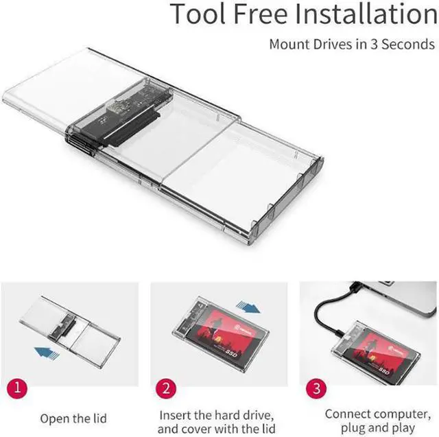 Alt view image 2 of 3 - USB3.1 Gen1 to Type-C HDD Enclosure of 2.5 inch Hard Disk Case SSD SATA3 to USB 3.1 Box USB C HDD Case Gen1 5GBps SSD