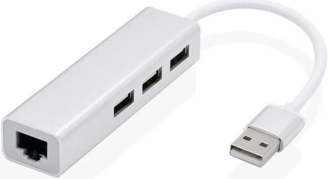 Alt view image 5 of 6 - 3 Ports USB2.0 HUB Type C To Ethernet LAN RJ45 Network Card Adapter  RJ45 Hub Ethernet Compatible for Network LAN Adapter Cable