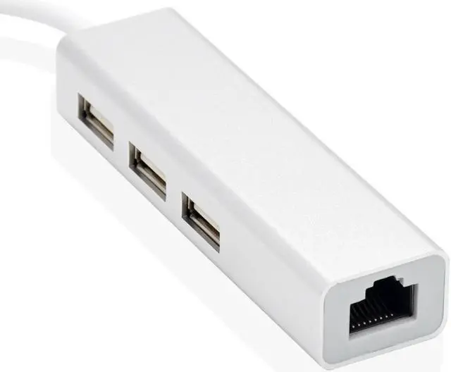 Alt view image 6 of 6 - 3 Ports USB2.0 HUB Type C To Ethernet LAN RJ45 Network Card Adapter  RJ45 Hub Ethernet Compatible for Network LAN Adapter Cable