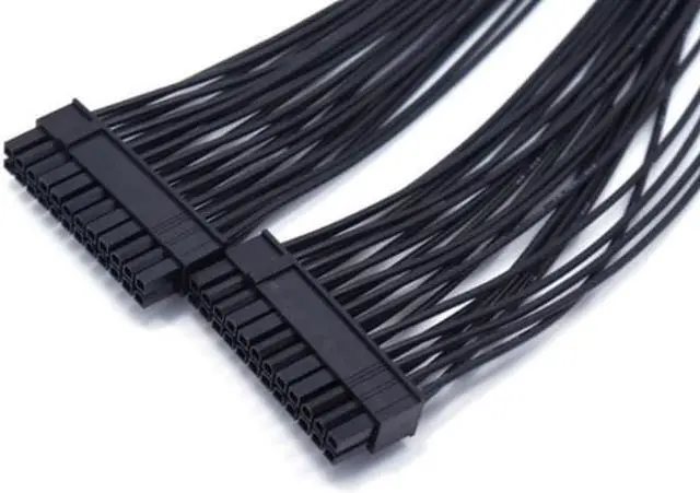 Alt view image 5 of 6 - 32cm ATX 24Pin 1 To 2 Port Power Supply Extension Cable PSU Male To Female Splitter 24PIN Extension Cable