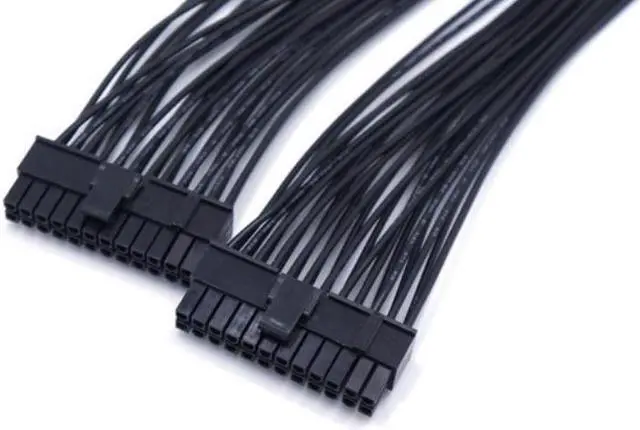 Alt view image 6 of 6 - 32cm ATX 24Pin 1 To 2 Port Power Supply Extension Cable PSU Male To Female Splitter 24PIN Extension Cable
