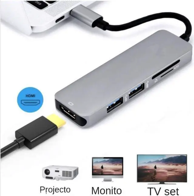 Main image of Type C To HDMI-compatible 4K USB C 3.0 SD TF Card Reader Adapter for MacBook Samsung Dex Xiaomi 10 Projector TV Monitor