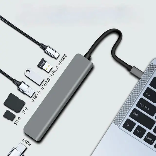 Alt view image 3 of 3 - USB 3.0 Type-C Hub To HDMI-compatible Adapter 4K Thunderbolt 3 USB C Hub with Hub 3.0 TF SD Reader Slot PD for MacBook Pro/Air