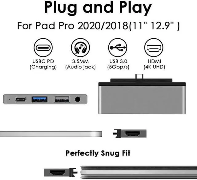 Alt view image 3 of 6 - Hot USB 3.0 Adapter 5-IN-1 Magnetic USB C To HDMI-compatible Hub PD Charging USB 3.0 Data Transmission 3.5mm Audio