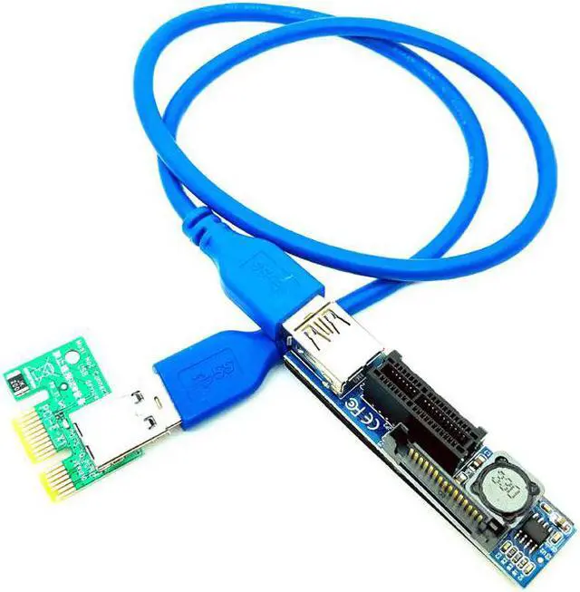 Alt view image 2 of 6 - Riser PCI Express x1 Extension Cable PCI-E 1X Slot Riser Card Extender PCI-Express Lead with 60cm USB3.0 Cable for Network Cards