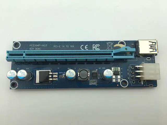 Alt view image 3 of 6 - Riser Card PCI-E 1x to 16x PCI Express Riser Card USB 3.0 Cable SATA to IDE Molex 6Pin Power Cable for BTC Antminer Miner Mining