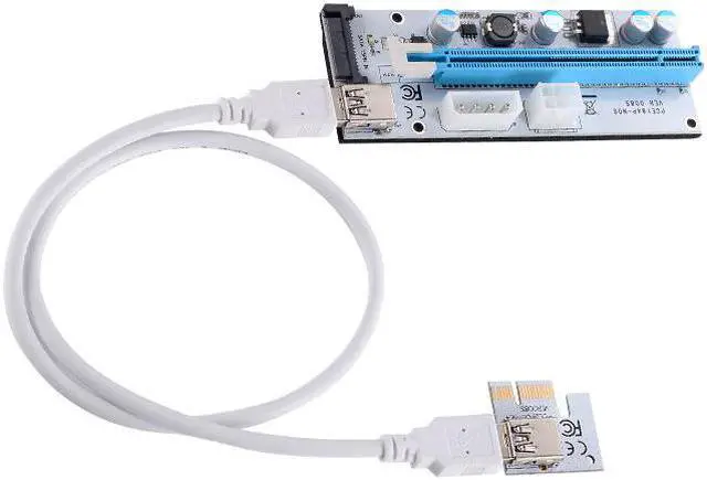 Alt view image 3 of 6 - Riser VER008S 3 in 1 Molex 4Pin SATA 6PIN PCIE PCI-E PCI Express Riser Card 1x to 16x USB 3.0 Cable For Mining BTC Bitcoin Miner