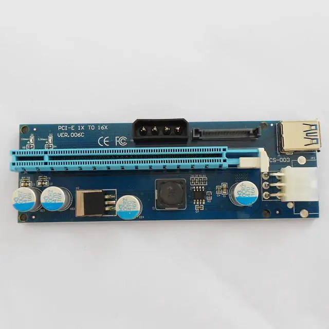 Alt view image 2 of 6 - 3 in 1 4pin 6pin SATA PCI-E Riser Card USB 3.0 LED 60cm PCI Express 1x to 16x PCIE Riser Card for Antminer Bitcoin Miner Mining