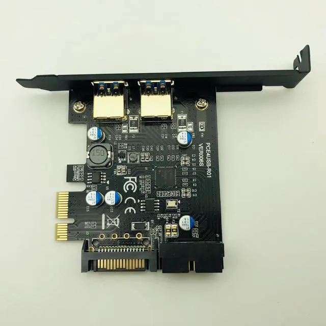 Alt view image 3 of 4 - Super Speed USB 3.0 PCI-E 2 Port PCI Express Expansion Card 19-Pin Power Connector for Desktops PC PCI Express USB 3.0 Cards