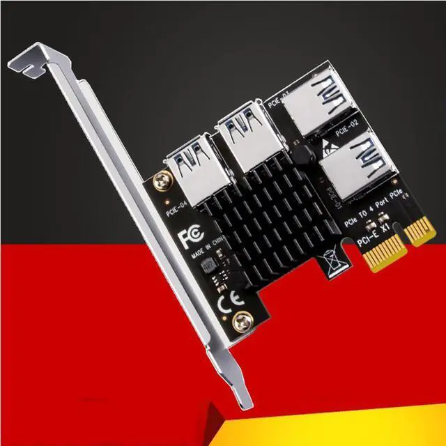 Alt view image 2 of 6 - PCIE 1 to 4 Riser Card External 4 PCI-E Slot Adapter PCIE X1 5Gbps USB3.0 PCIe Converter High Stability for Bitcoin Miner Mining