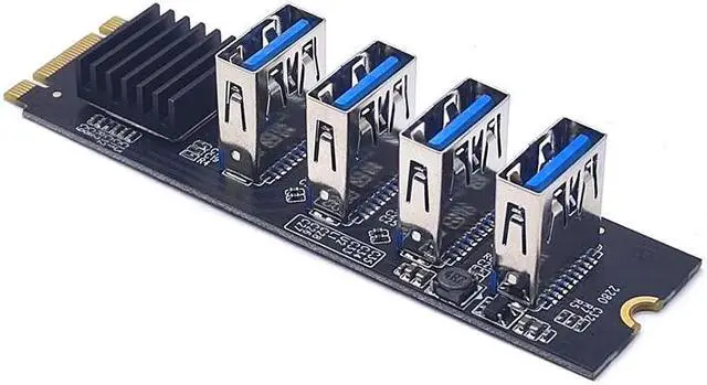 Alt view image 3 of 6 - Riser Card M.2 NVME to USB3.0 PCIE X16 1 to 4 PCI Express Multiplier Hub Adapter M2 Riser Card For Antminer Bitcoin Miner Mining