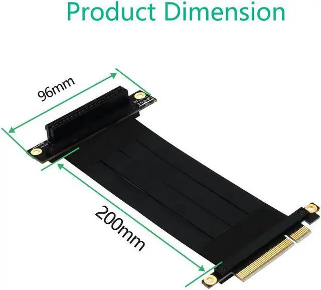 Alt view image 2 of 6 - PCI Express Extension Cable PCIE X8 to X8 Graphics Cards Riser Cable 90 Degree Right Angle PCI-E X8 Slot PCIe 8x Extender Cables