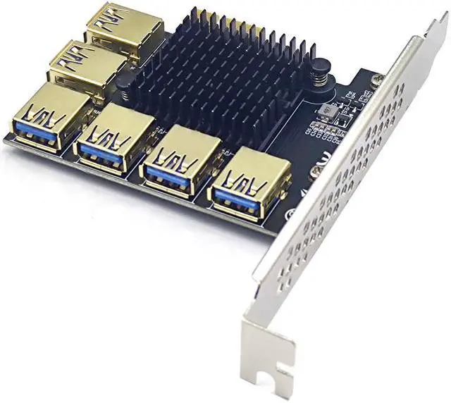 Alt view image 2 of 6 - PCIE Riser Gold PCIE PCI-E Riser Card 1 to 4 USB 3.0 Multiplier Hub X16 PCI Express 1X 16X Adapter For Bitcoin ETH Mining Miner