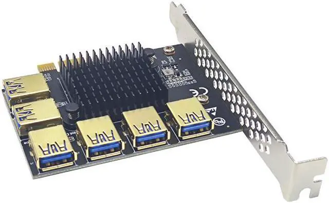 Alt view image 3 of 6 - PCIE Riser Gold PCIE PCI-E Riser Card 1 to 4 USB 3.0 Multiplier Hub X16 PCI Express 1X 16X Adapter For Bitcoin ETH Mining Miner
