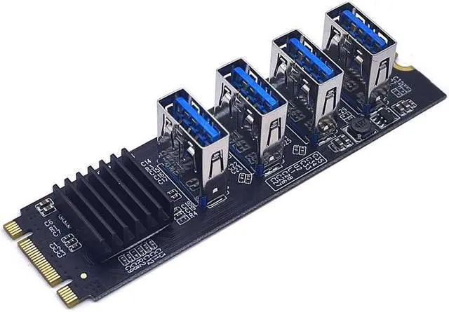 Main image of M.2 Riser Card M2 NGFF NVME to PCIE PCI Express X16 1 to 4 USB 3.0 Slot Multiplier Hub Adapter For Antminer Bitcoin Miner Mining