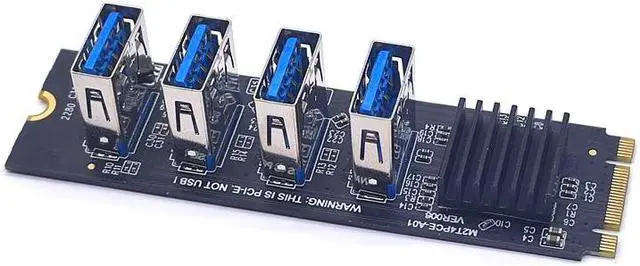 Alt view image 2 of 6 - M.2 Riser Card M2 NGFF NVME to PCIE PCI Express X16 1 to 4 USB 3.0 Slot Multiplier Hub Adapter For Antminer Bitcoin Miner Mining