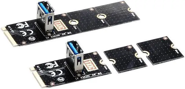 Alt view image 6 of 6 - NGFF to PCI-E Convert Card M2 Interface to PCI Express 16x Slot with USB3.0 SATA 6Pin Cables + PCIe 1x Riser Card for Mining