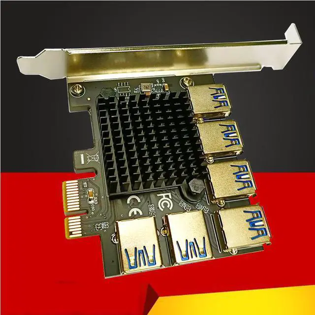 Alt view image 4 of 6 - PCI Express Multiplier Adapter PCIE 1 to 6 USB 3.0 Extender PCI-E 1 to 6 Riser Card PCIE 1X to 16X Slot for Bitcoin Miner Mining