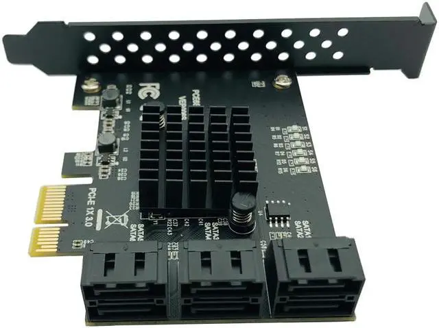 Alt view image 3 of 3 - PCI express to 6 Ports SATA Controller SATA 3 III 3.0 6Gbps to PCI-e x1 Card Adapter PCIe SATA3 Expansion Card Riser For Windows