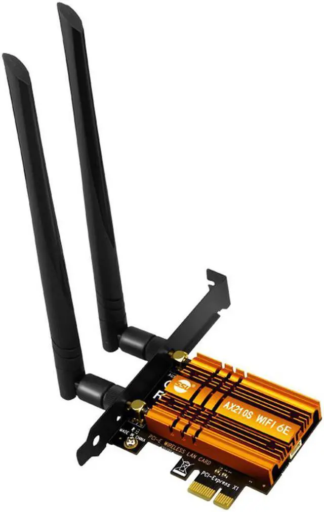 Alt view image 2 of 3 - 5374M Tri Band Wireless Desktop PCIe Intel AX210 Card 802.11ax 2.4G/5G/6G Bluetooth5.2 PCI Express WiFi 6 E Adapter Network Card