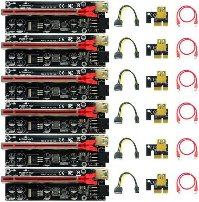 Main image of 6PCS PCIE Riser 009S Plus Video Card Extension Cable Riser PCIE X16 Cabo Riser PCI Express X16 Extender for Bitcoin Miner Mining