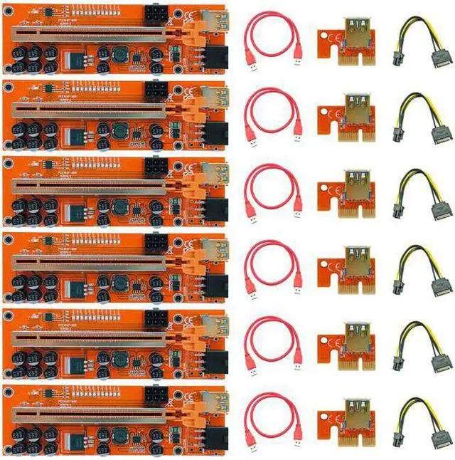 Main image of 6PCS PCIE Riser 010 010X VER010X USB 3.0 PCI Express Cable Cabo Riser GPU X16 Extender PCI-E Riser Card Adapter for Miner Mining