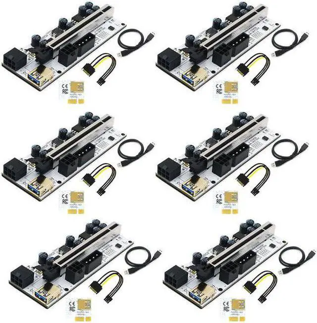 Main image of 6PCS PCIE Riser VER010X USB 3.0 VER 010X PCI Express Cable Riser For Video Card X16 Extender PCI-E Riser Card For Bitcoin Mining