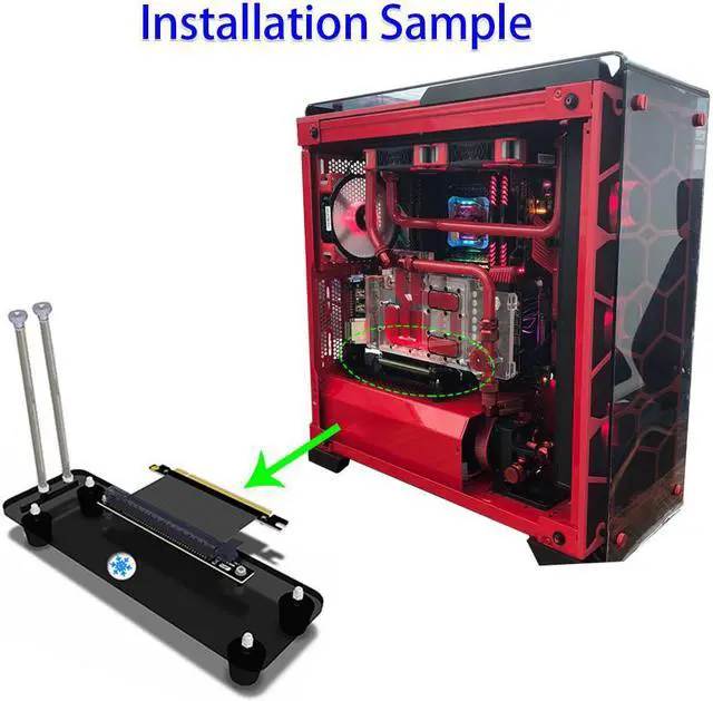 Alt view image 2 of 6 - PCI-E 3.0 16X Graphics Card Vertical Kickstand Base Bracket with High Speed PCI-E Riser Extension Cable DIY ATX Case for Mining