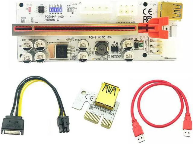 Alt view image 2 of 6 - 6PCS PCIE Riser 010 USB3.0 Cable PCI-E X1 Card Riser PCI Express X16 Extender For Video Card Cobo Riser For Bitcoin Miner Mining