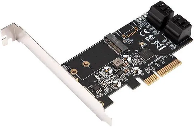 Alt view image 2 of 6 - PCI Express SATA 3 Controller Card PCIE to M2 Adapter M.2 NGFF 4-Port SATA III 6GB/s Expansion Card Support 2230 2242 M2 SSD HDD