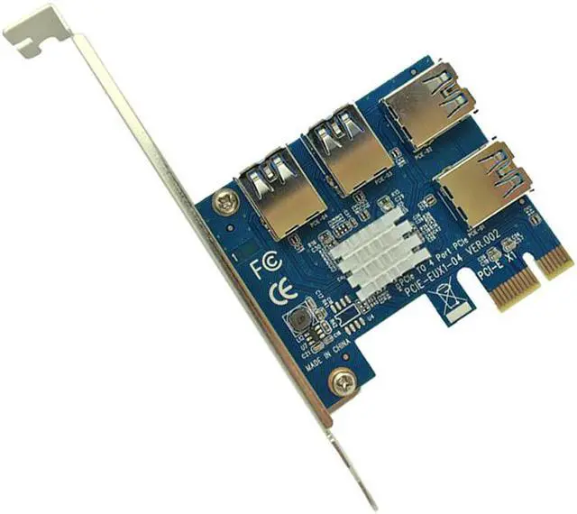 Main image of 6PCS PCI-E 1X to External 4 PCI-e Slot Riser Card PCIe 1 to 4 PCI Express 16X Adapter USB3.0 Port Riser for Bitcoin Miner Mining