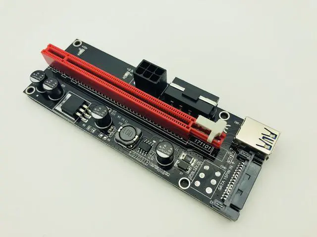 Alt view image 6 of 6 - 50pcs Ver009s Riser PCI-E PCI Express 1x to 16x Riser Card Two LED USB 3.0 Cable SATA 6pin 4pin molex power for BTC Miner Mining